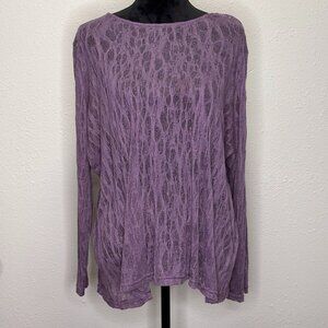 Sejour Plus Size Sheer Purple Open-Knit Sweater – Size 2X